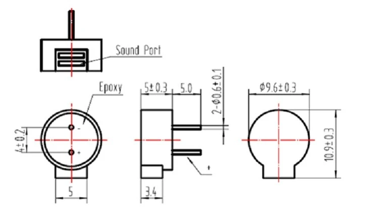 9 6x5mm Through Hole Electromagnetic Passive Buzzer